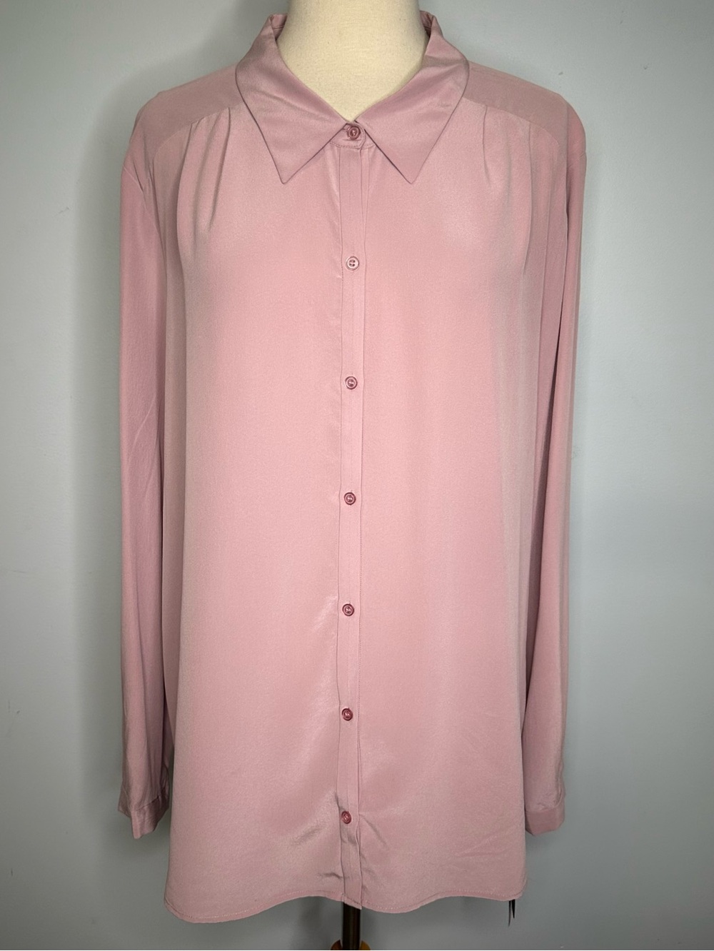 Classiques Entier Atelier Pink Buttoned 100% Silk Long Sleeve Blouse XL BNWT!